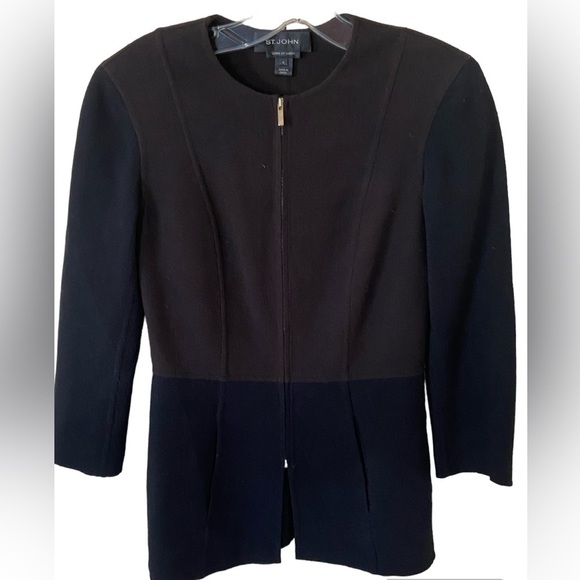 St John Jacket size 0 Sewn by hand, zipper, pockets, brown/black, small shou… - Picture 3 of 9